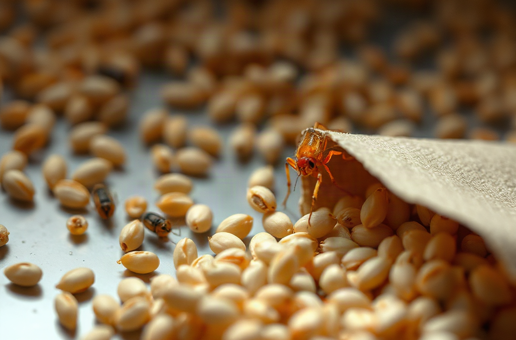 Grain storage pests attracted by spilled kernels